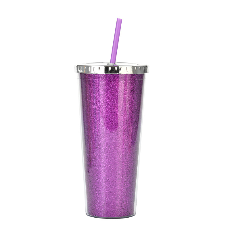 Copa de paja de plástico de doble capa de gran capacidad Amazon 24oz como taza de agua universal de comercio electrónico transfronterizo para estudiantes masculinos y femeninos