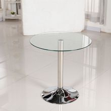 钢化玻璃圆桌简约茶几阳台休息谈判桌小户型咖啡台洽谈桌椅包邮