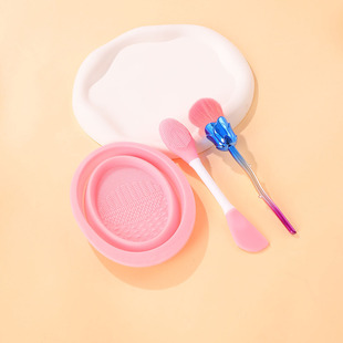 Folding Silicone Scrub Bowl Makeup Brush Cleaner Facial Mask Stick Beauty Tool