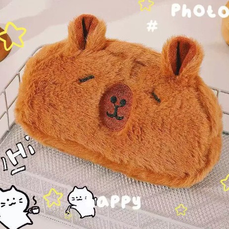 小紅書と同じカピバラぬいぐるみペンバッグかわいい漫画文具収納袋大容量文具箱|undefined