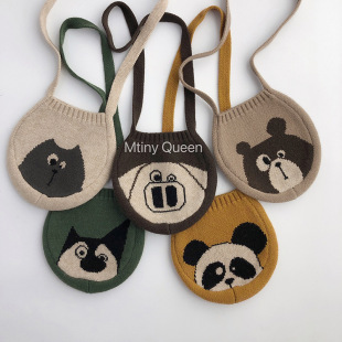 Pocket Baby ~ Cute ~ Korean Style Children's Wool Crossbody Bag Men's and Women's Knitted Cartoon Cute Snack Money Outer Wear