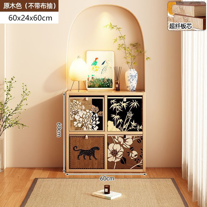 客厅家用收纳柜子储物展示柜落地格子柜复古风书柜书架落地置物架|undefined