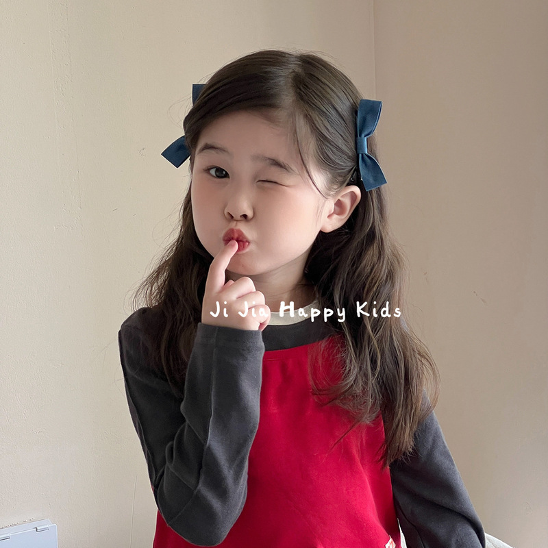 儿童卡通大肠发圈女童小黄鸭牛仔kt发夹甜美大号蝴蝶结半扎发夹|undefined