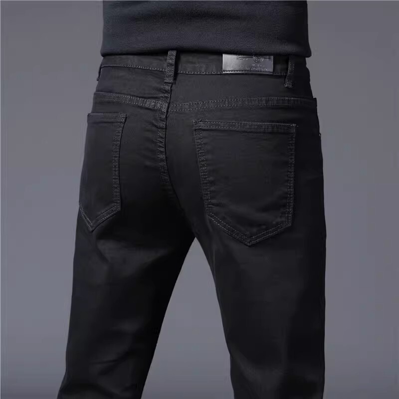 High-End Non-Fading Black Jeans for Men, Straight-Leg Pants, 2026 Summer Thin Business Elastic Casual Pants for Men