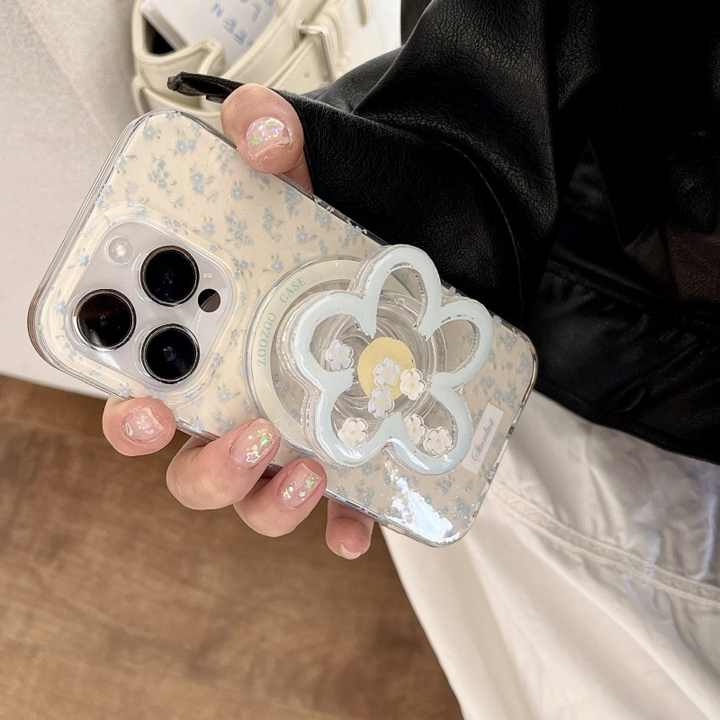 Pantalla completa coreana floral azul para Apple 15Pro/16Pro funda para teléfono móvil 14ProMax femenino 16PM nuevo 13P