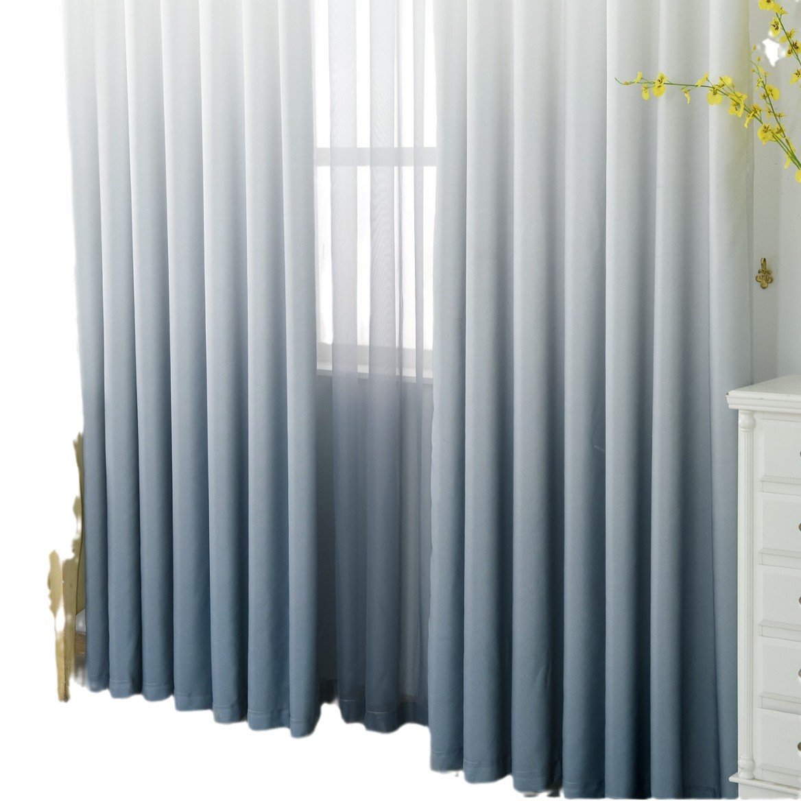 厚い特麗倫の紗のグラデーションの色を厚くします。窓の紗の客間の寝室は結婚祝いの工事の布を飾ります。