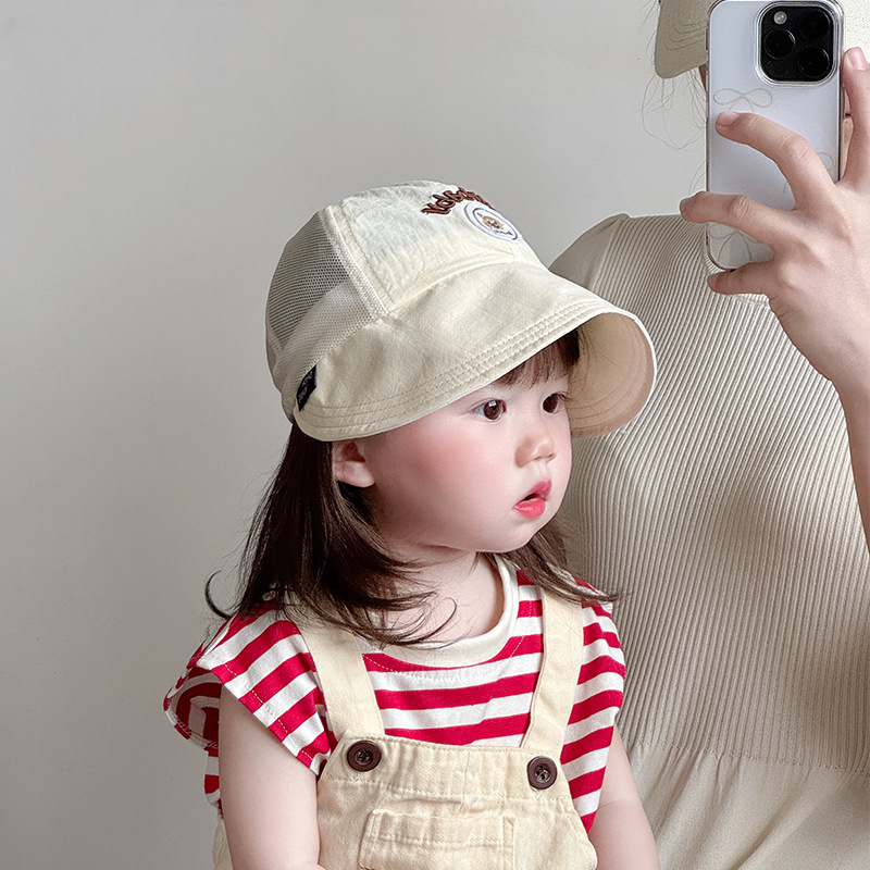 Sombrero de bebé primavera y verano estilo fino de secado rápido y transpirable sombrero de protección solar de ala grande sombrero para el sol lindo para bebés versión coreana