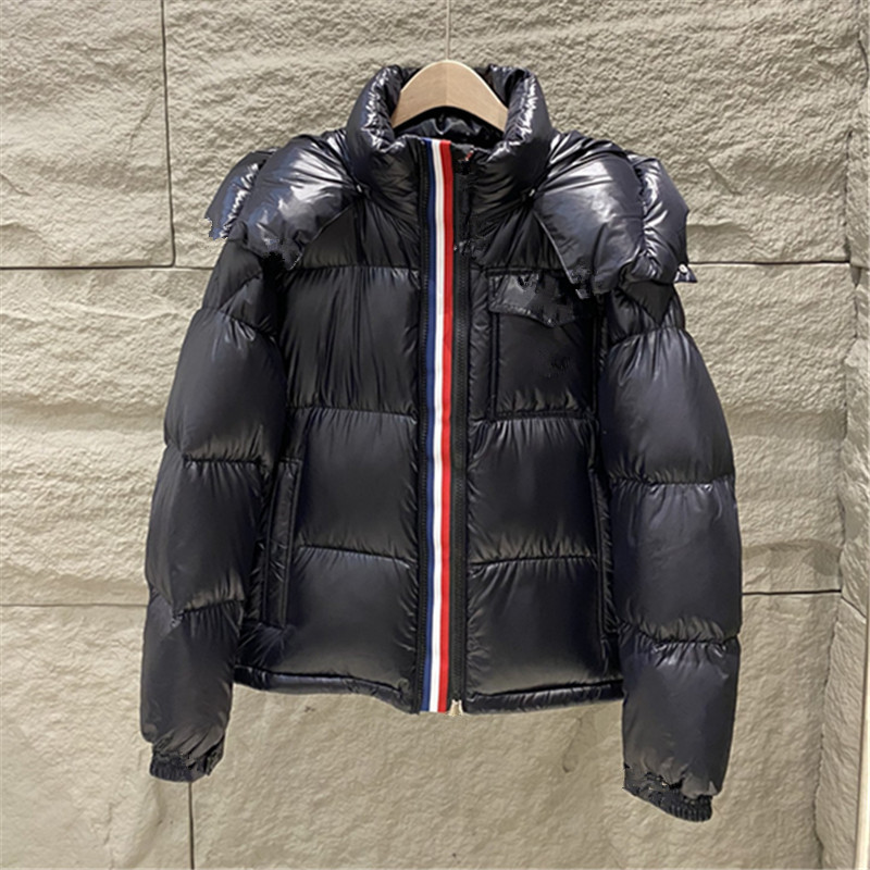 New winter clothing from Meng M brand: stylish and colorful waterproof hooded short down jacket with shiny finish for men and women