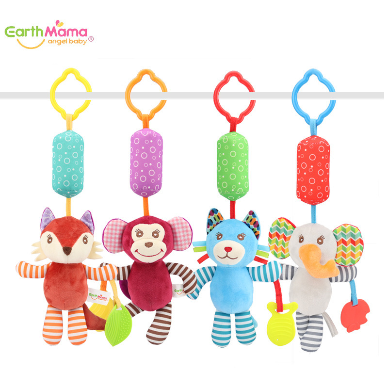 Earthmama cochecito de bebé cama colgante selva animal elefante mono campanas de viento cama de juguete