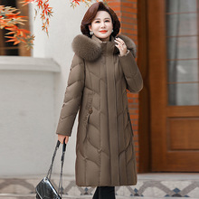 新款中年妈妈装羽绒服女中长款冬装加厚保暖洋气狐狸毛白鸭绒外套