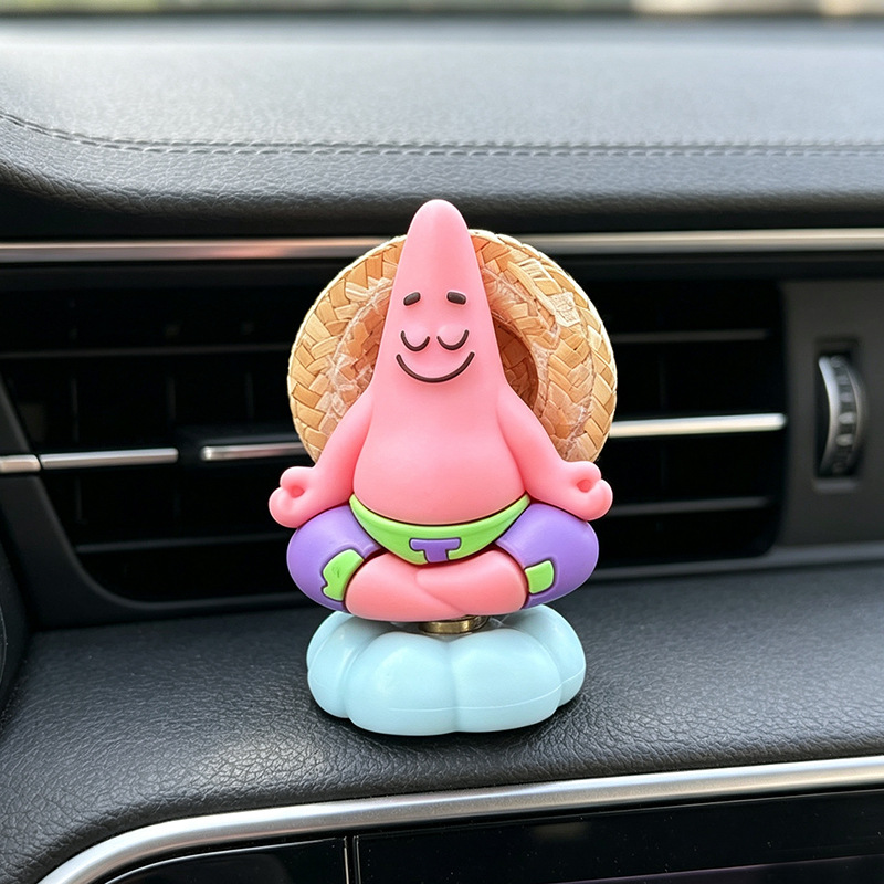 Creative Rotating Patrick Star and Squidward Car Ornaments, Electric Vehicle Interior Dashboard and Exterior Rear Seat Decorations