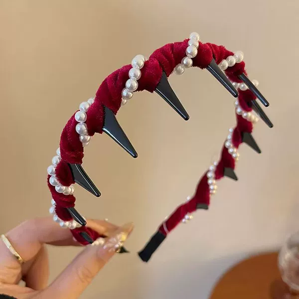H02-16# red beaded hairband