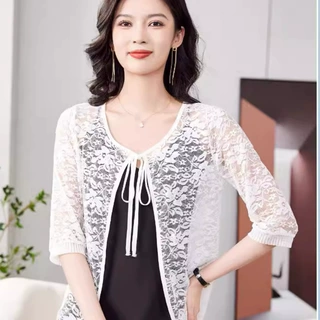 蕾丝小披肩开衫外套夏季配裙子旗袍外搭妈妈轻薄透气防晒开衫