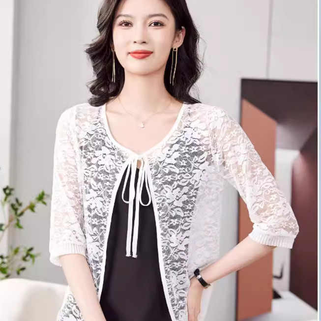 Lace Small Shawl Cardigan Jacket Summer Dress Cheongsam Outer Wear Mother Lightweight Breathable Sun Protection Cardigan