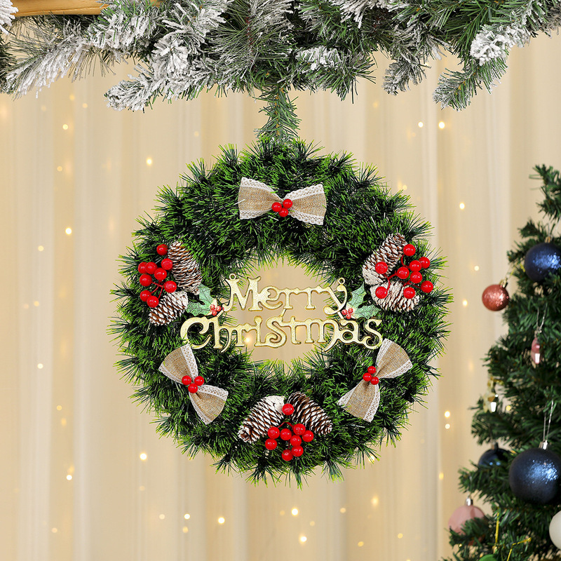 国境を越えた新しいクリスマス装飾花輪クリスマスガーランドホテルショッピングモール装飾ドア吊り松葉装飾品|undefined