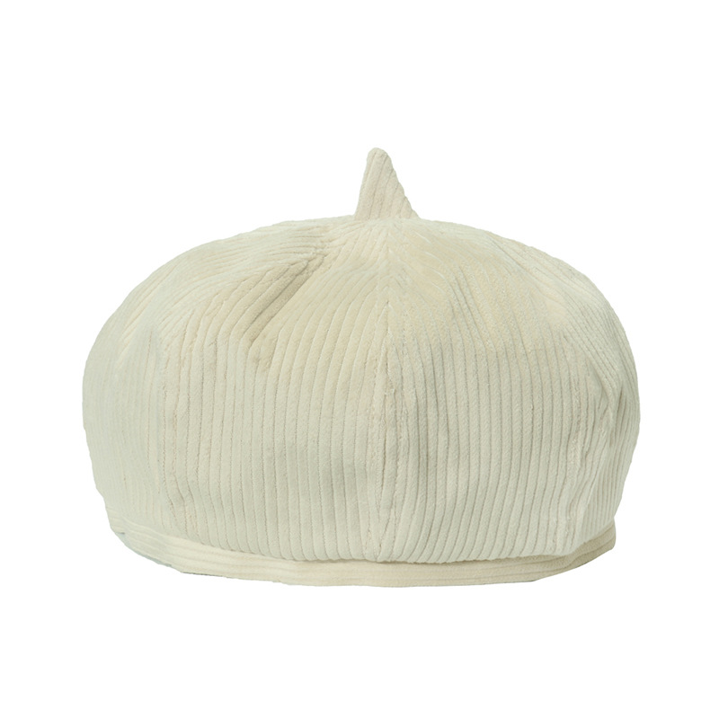 Béret en velours côtelé pour femmes en automne et en hiver, nouvelle casquette de journal de peintre britannique chaude et polyvalente pour enfants,_voghion.com