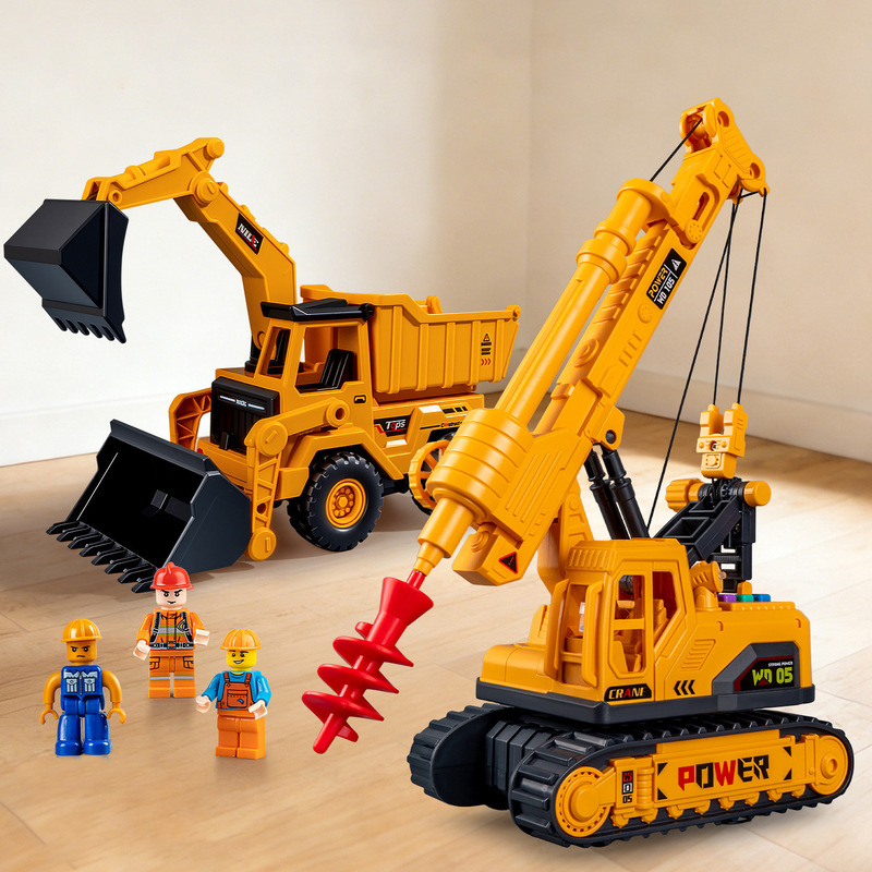 Children's Construction Vehicle Toy Series: Inertial Ground Drilling Machine, Excavator, Bulldozer, Dump Truck Model Toys Wholesale