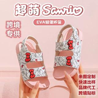 定制儿童一字凉鞋卡通魔术扣女童男女孩沙滩中童轻便鞋子库洛米