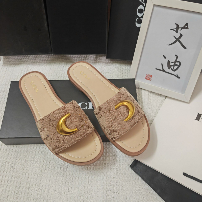 Cross-border COH buena calidad nueva explosión zapatos planos de mujer C hebilla tela metálica una zapatilla universal Europa y América al por mayor en stock