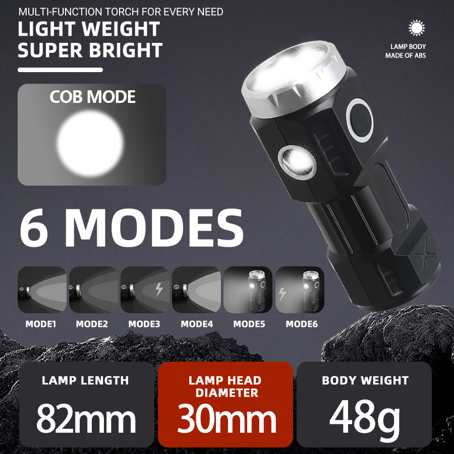 Nueva iluminación al aire libre transfronteriza linterna multifuncional de luz alta, lámpara de sujeción magnética móvil, linterna de luz alta