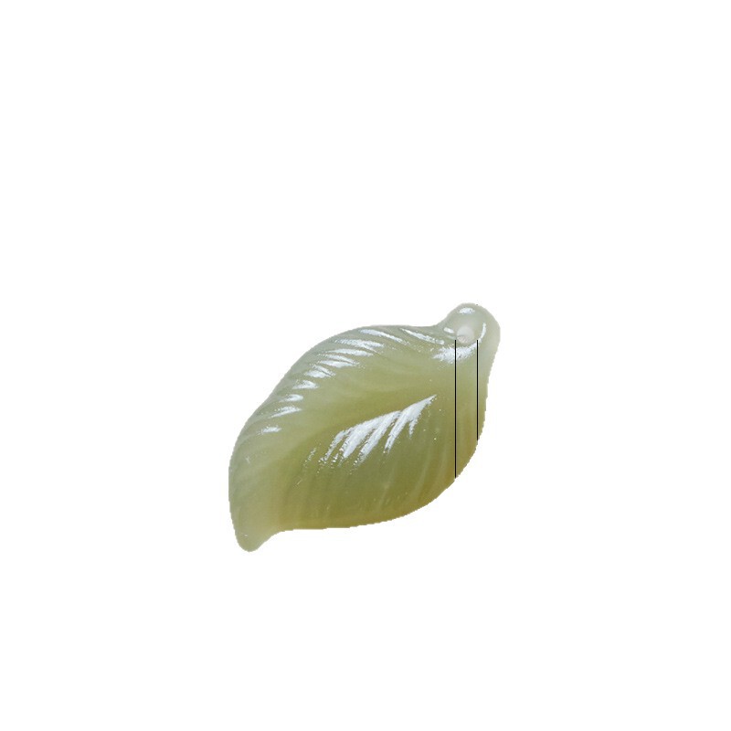 Hetian Jade 青海素材の葉ペンダント穴 DIY 翡翠彫刻ブレスレットネックレスブレスレットアクセサリーアクセサリージュエリー|undefined