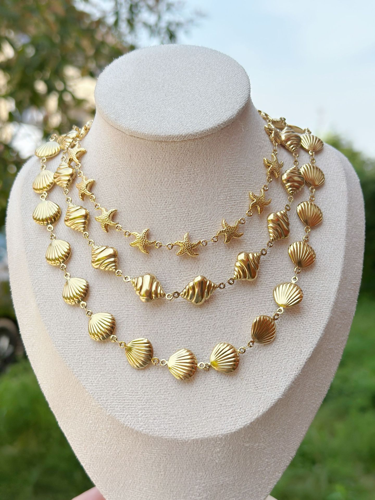 Wholesale Jewelry Vacation Simple Style Starfish Shell 304 Stainless Steel Plating Necklace display picture 2