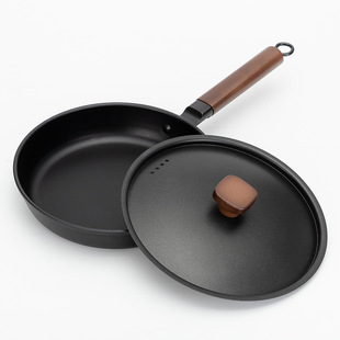 24cm Frying Pan Household Flat Iron Pan Steak Pan Fried Egg Pan Induction Cooker Gas Stove Universal Iron Frying Pan