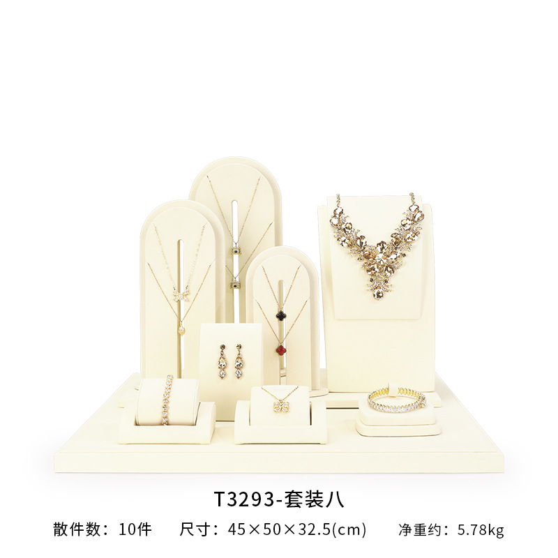 Xu Yue joyería estante de exhibición beige superfibra aretes de lujo anillo de ventana joyería mostrador accesorios