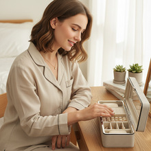 手表首饰盒现货6位pu内绒布金属边框手表收纳盒带天窗手表展示盒