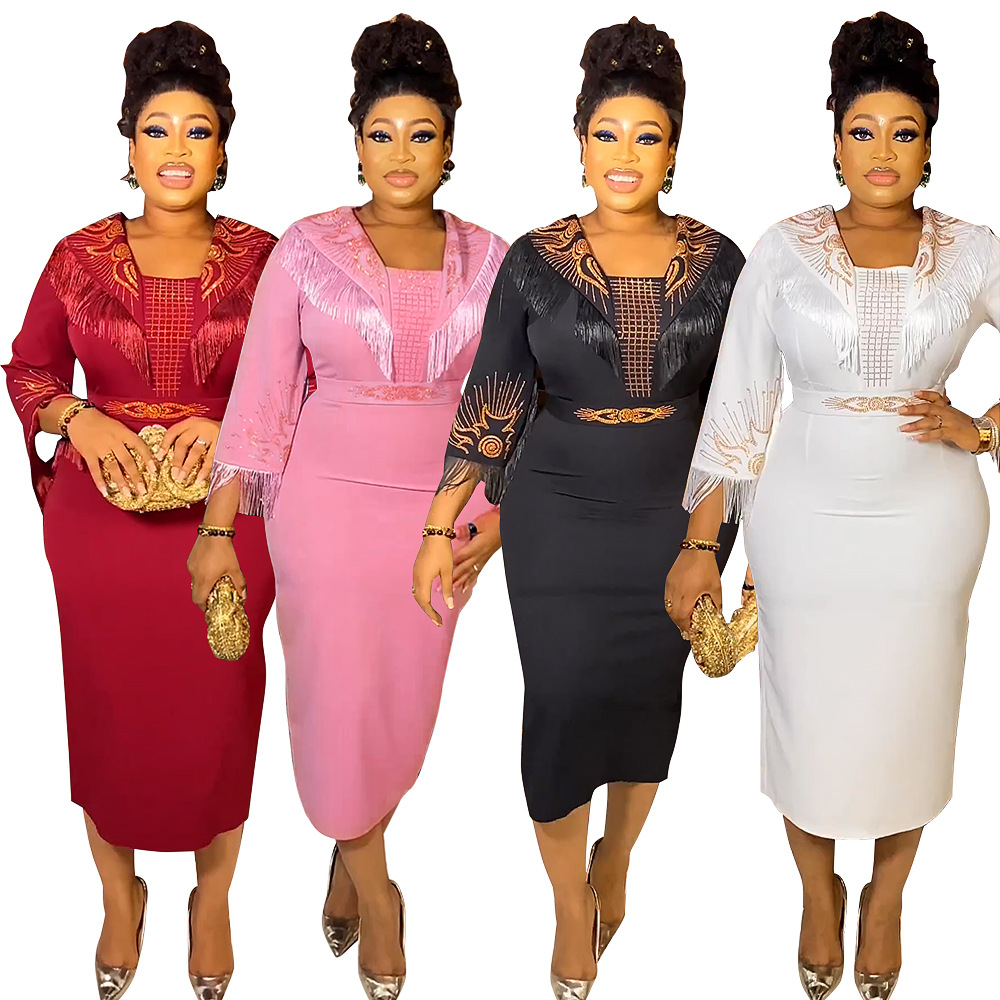 Women's Clothing plus size commuting tassel dress_voghion.com