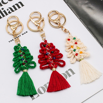 new pattern decorate Pendant christmas tree Key buckle manual Cotton rope weave knapsack decorate Pendant vehicle Pendants