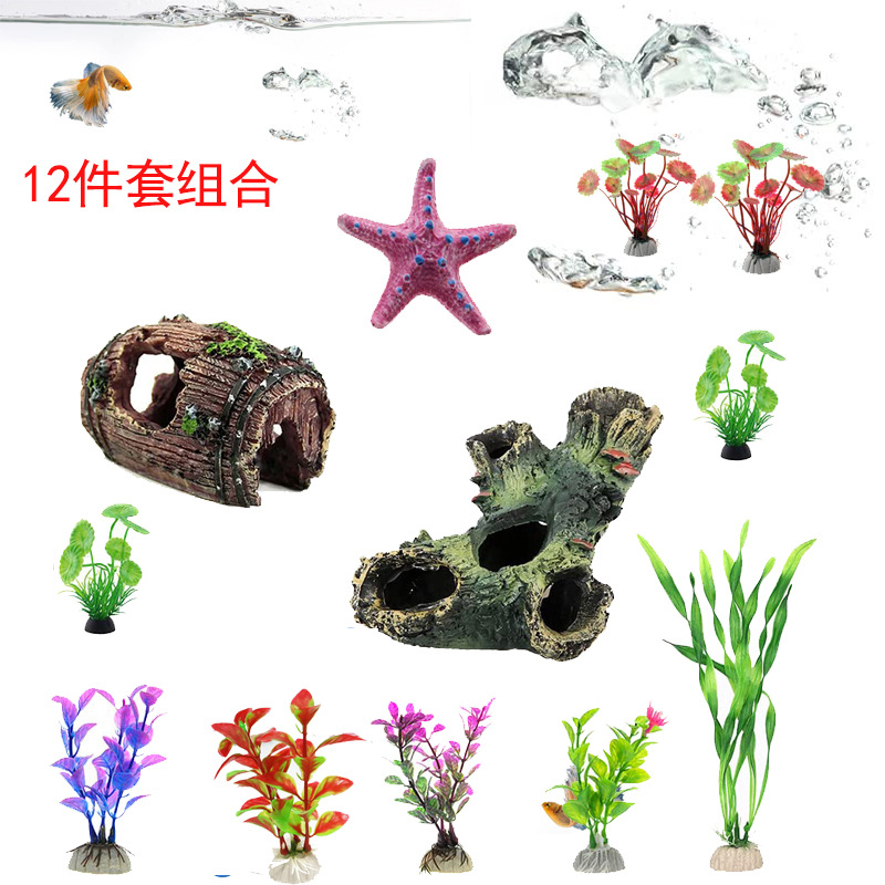 Conjunto de decoración de pecera de rocalla de rama de árbol de resina de acuario