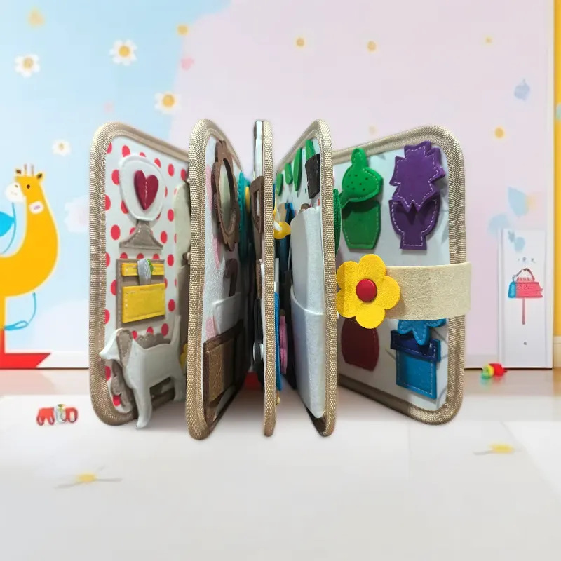 Educación temprana dibujos animados fieltro libro de tela transfronteriza Montessori bebé niños libro tranquilo Desarrollo Inteligencia Rainbow Book 3D ESTÉREO