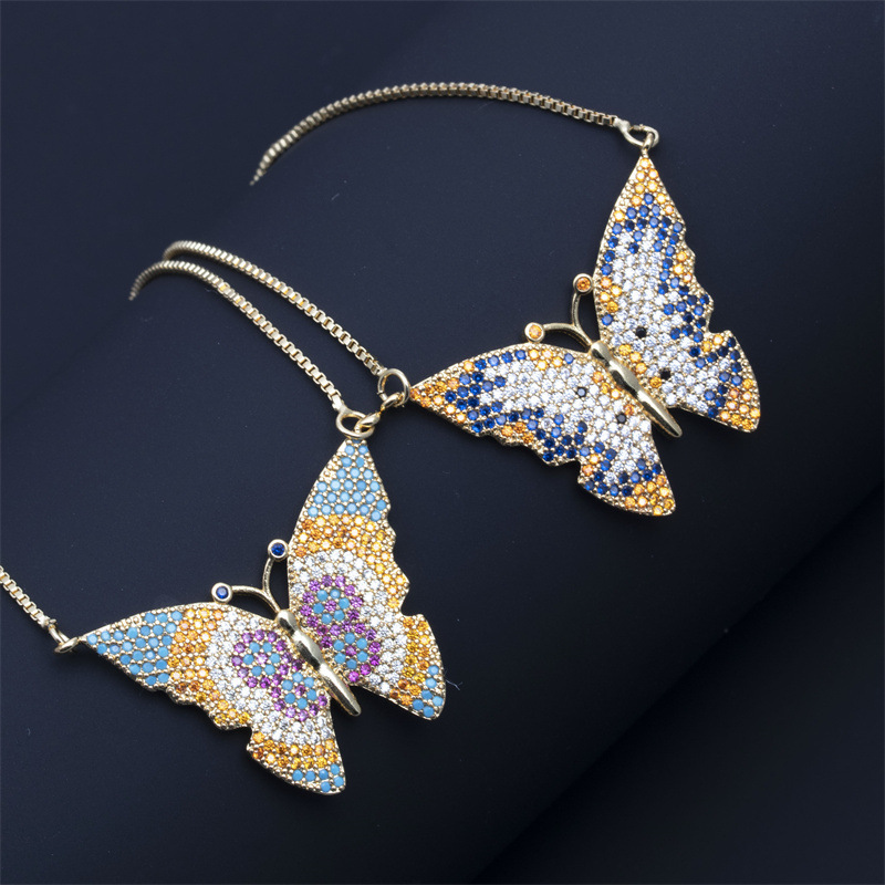 Fashion Butterfly Copper Necklace Inlay Zircon Copper Necklaces