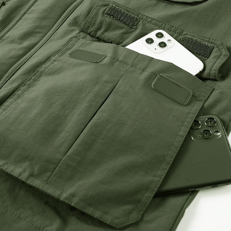 Comercio exterior transfronterizo primavera y otoño chaqueta de hombre de cuello relajado chaqueta de bolsillo de mediana edad desmontable chaqueta de asalto al aire libre