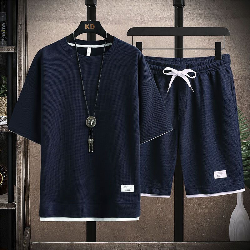 waffle 8 color suit navy blue