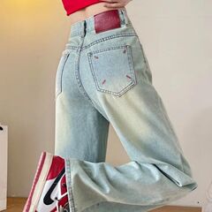 小个子新中式洋气阔腿牛仔裤女夏季显瘦窄版直筒裤薄款拖地裤春秋