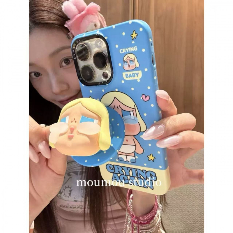 可爱卡通立体哭娃磁吸支架适用iPhone16promax苹果15手机壳14新款|undefined