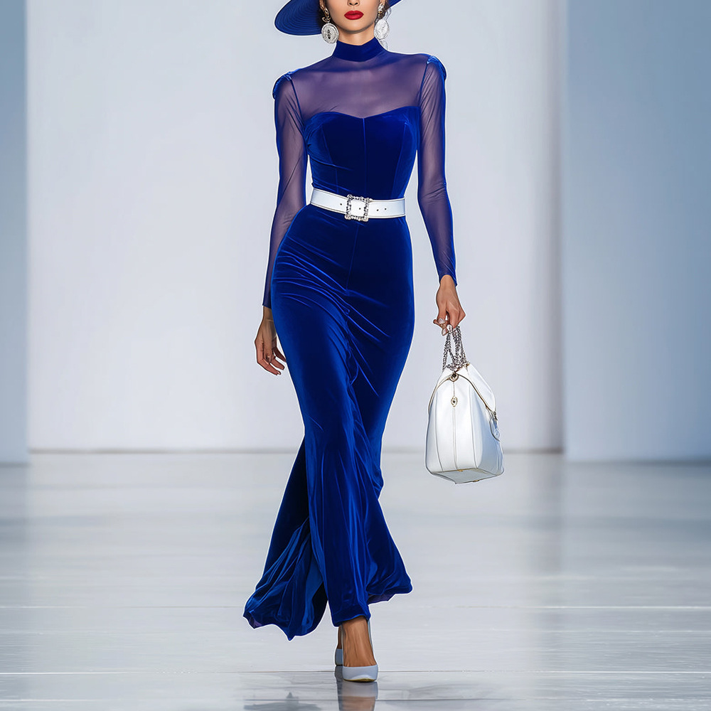 Autumn And Winter Long-Sleeved Women's Dress With Elegant And Stylish Patchwork, Long Dress And Slimming Dress_ecoleips.com