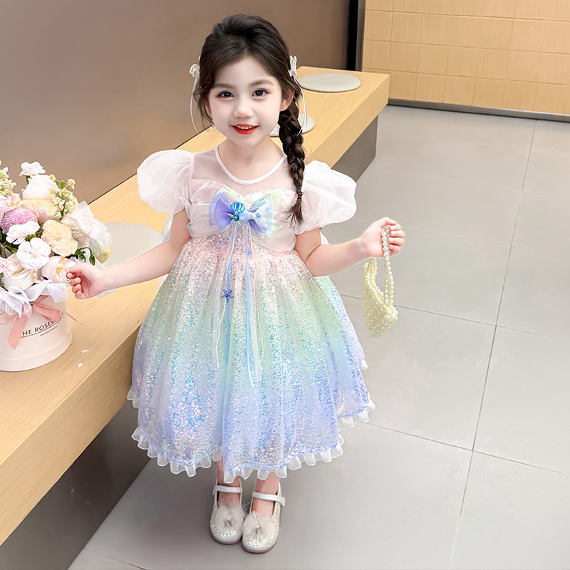 Girls' Dress Summer Dress 2026 New Style Kidsren's Lolita Princess Dress Girl's Birthday Gauze Dress Mermaid Dress