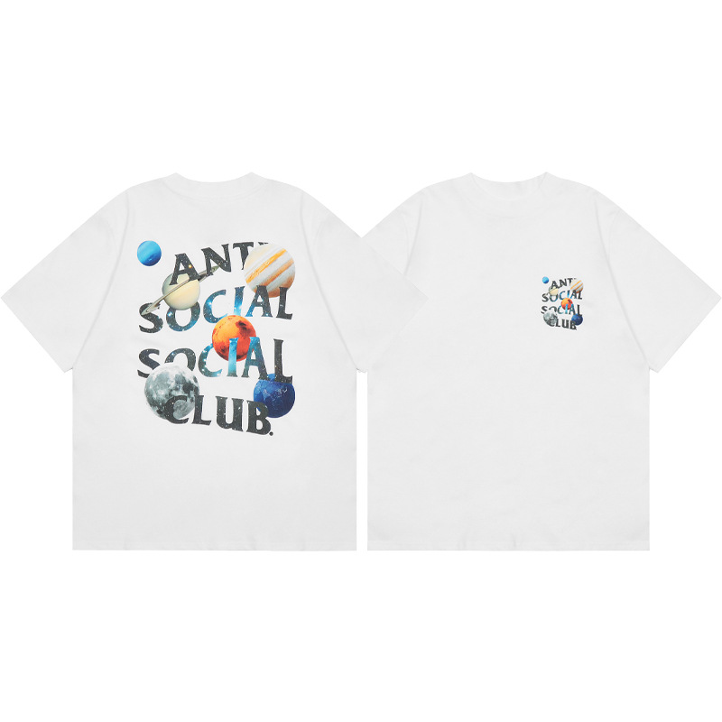 Versión correcta ASSC Club de dibujos animados relámpago impresión conjunta cuello redondo de los hombres Jersey pareja manga corta Camiseta moda