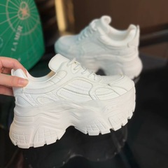 欧洲站2025新款真皮松糕厚底小白鞋欧货增高爆款白色休闲老爹鞋女