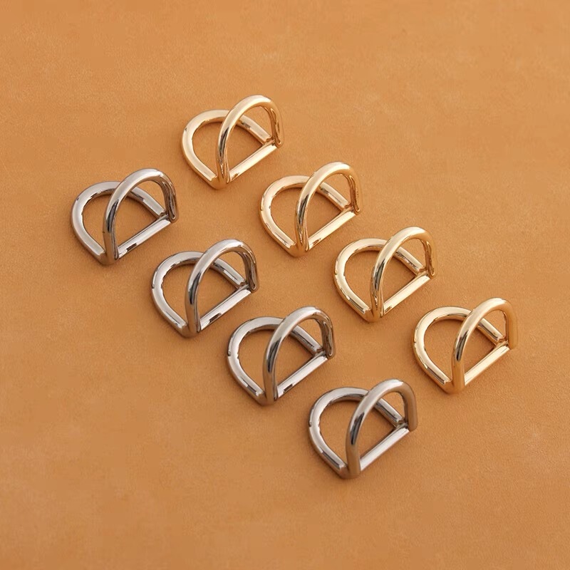 Double D-buckle inner diameter 17mm bag with hanging buckle 6992 handmade DIY leather conjoined buckle luggage hardware L-shaped D-ring