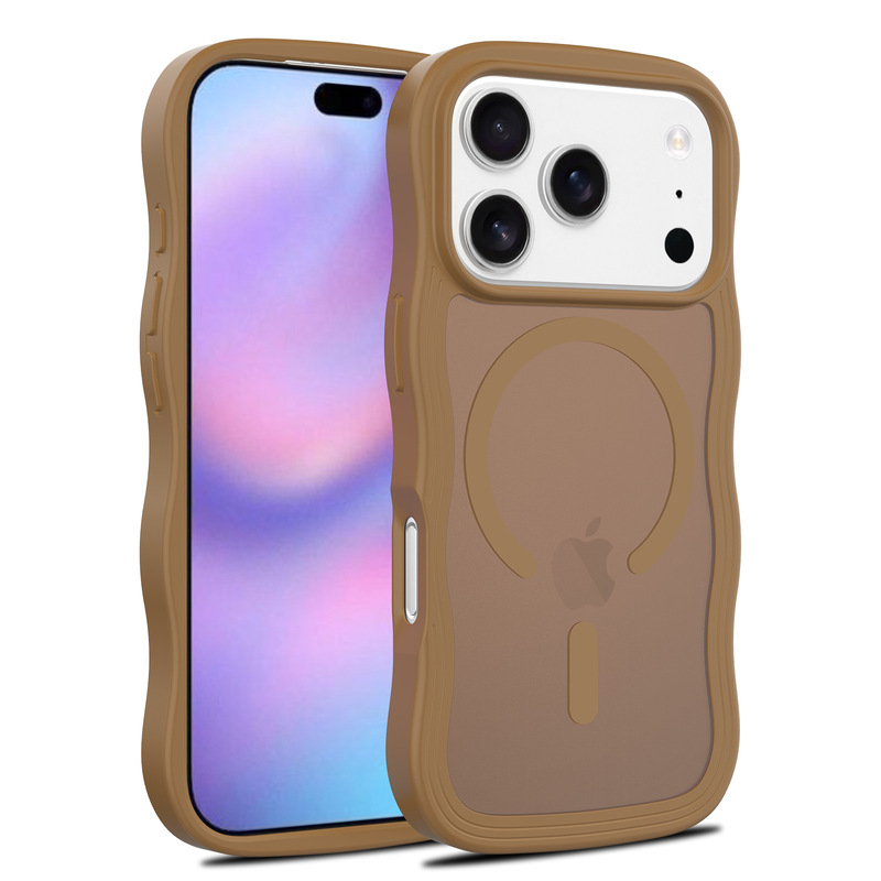 iPhone17 Proに適した大きな波状の肌の感触磁気吸引17携帯電話ケースApple 16落下防止および汚れ防止保護カバー|undefined