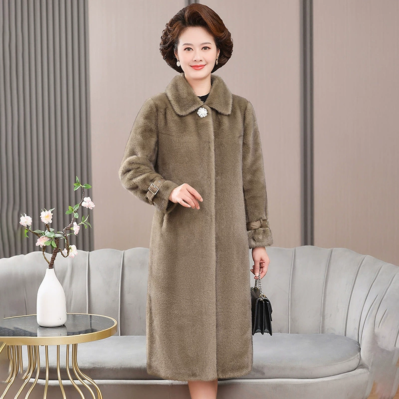 Женская шуба из меха норки для женщин среднего и старшего возраста, зимняя, утолщенная, удлиненная, универсальная.