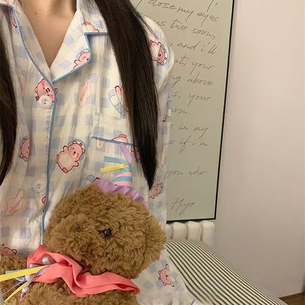 Super Cute Cartoon Little Beaver Pajamas for Women Spring and Autum Long-Sleeved Pants Ins Suit Japanese Style Beautiful Girl Home Clothes