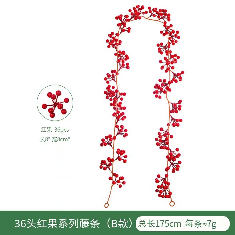 人工クリスマスの赤い果実のベリーの藤の条の越境のクリスマスの雰囲気は家庭の装飾のクリスマスの赤い果実の藤の条の装飾を配置します。|undefined