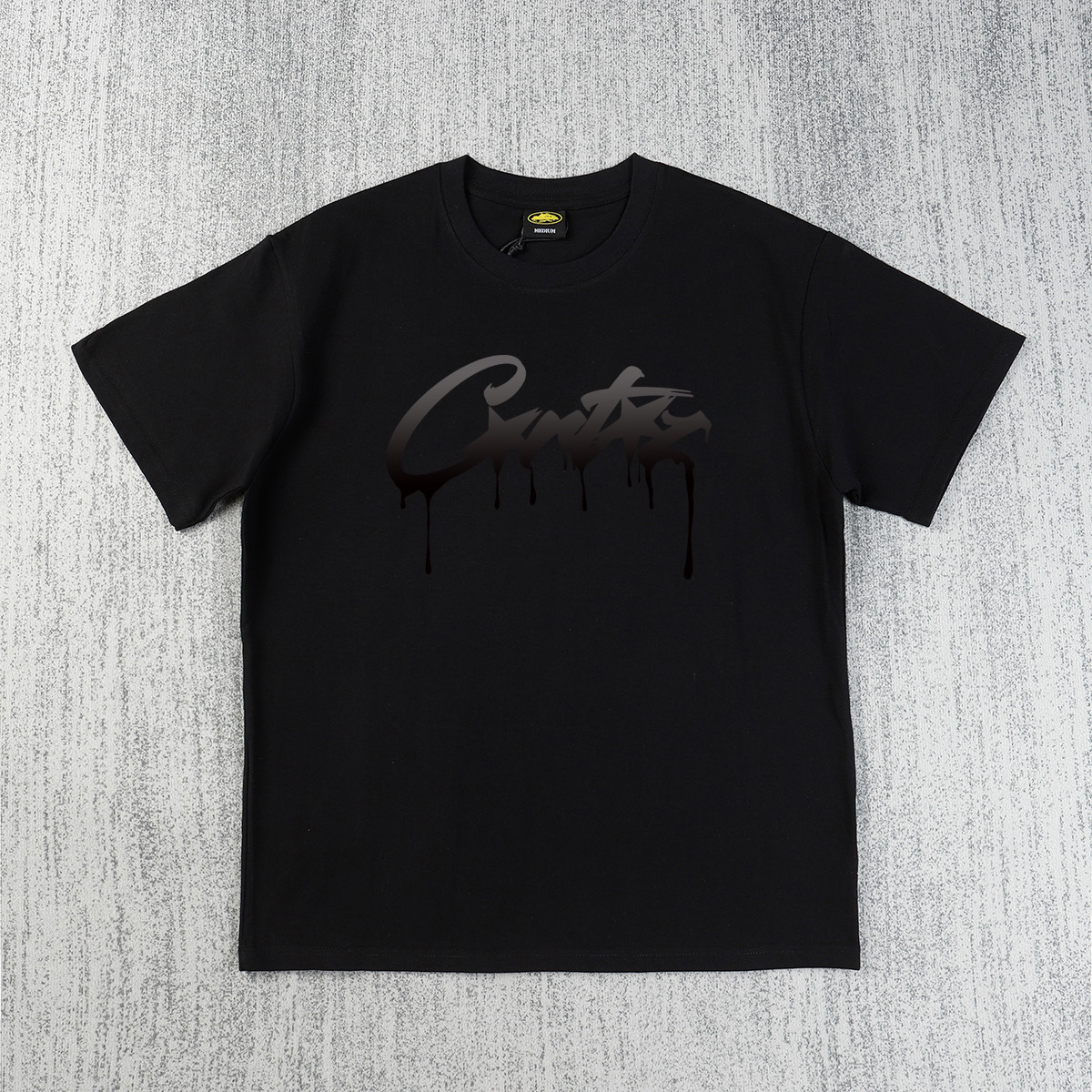 Corteiz T-shirt Drip Script Logo Black