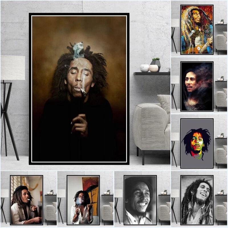 Bob Marley Singer Portrait Canvas Painting Mural Poster Wall Art Bedroom Living Room Modern Decorative Painting