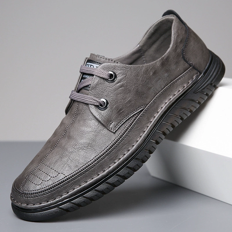 2024 весна и осень новый мужской крокодил повседневная кожаная обувь мужская ручная линия среднего возраста папа одиночные туфли 802